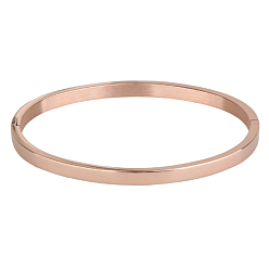 Rose Gold 304 Stainless Steel Bangles, Rose Gold, 50x59mm, 4mm