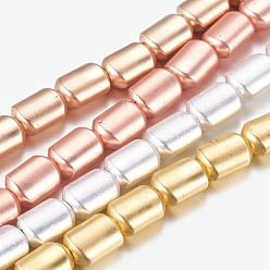 Mixed Color Non-magnetic Synthetic Hematite Beads Strands, Frosted, Rectangle, Matte, Mixed Color, 8.5~9x6x3.5mm, Hole: 1mm, about 46pcs/strand, 15.55 inch(39.5cm)