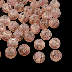 Salmon Foncé Faits à la main perles au chalumeau de fleurs lumineuses intérieure, ronde, saumon noir, 9~10mm, Trou: 1~2mm