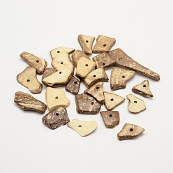 BurlyWood Bolas de coco chips teñida, burlywood, 14~31x8~13x2~4 mm, Agujero: 1.5~2 mm, sobre 882 unidades / 500 g