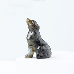 Labradorita Figuras de lobo curativo talladas en labradorita natural, estatuas de piedras reiki para terapia de meditación de equilibrio energético, 50 mm