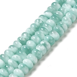 Natural Glass Natural Glass Beads Strands, Grade A, Rondelle, Aqua Blue, 8x4.5~5.5mm, Hole: 0.9mm, about 81~82pcs/strand, 15.5~15.7''(39.37~39.88cm)