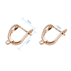 Golden Brass Hoop Earring Findings with Latch Back Closure, Golden, 17x13mm, Pin: 1.5mm