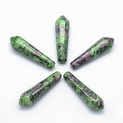 Рубин В Цоизита Натуральный рубин в остроконечных бусинах, лечебные камни, палочка для медитативной терапии, уравновешивающая энергию рейки, пуля, неочищенные / без отверстий, 30.5x9x8 мм