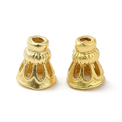 Real 18K Gold Plated Rack Plating Brass Cord Ends, End Caps, Lead Free & Cadmium Free Free, Long-Lasting Plated, Real 18K Gold Plated, 6.5x5.5x5.5mm, Hole: 1mm