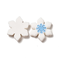 White Christmas Opaque Resin Cabochons, Snowflake, White, 22x20x5mm