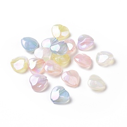 Couleur Mélangete Plaquer des perles acryliques, nacré, cœur, couleur mixte, 16x17x7.5mm, Trou: 2.5mm