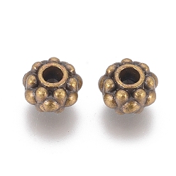 Antique Bronze Tibetan Style Spacer Beads, Antique Bronze Color, Zinc Alloy Beads, Lead Free & Nickel Free & Cadmium Free, 6.5x4.5mm thick, Hole: 1mm