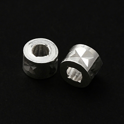 925 Sterling Silver Plated Brass Beads, Lead Free & Cadmium Free, Column, 925 Sterling Silver Plated, 4x3mm, Hole: 1.8mm