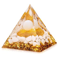 Résine Orgone pyramide protection cristal gemme pyramide reiki pyramide à énergie positive chakra méditation pyramide pour le succès santé porte-bonheur anti-stress décor cadeau collection (jaune), 60x60x62mm