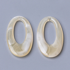Wheat Acrylic Pendants, Imitation Gemstone Style, Oval, Wheat, 47x25x4.5mm, Hole: 1.8mm, about 170pcs/500g