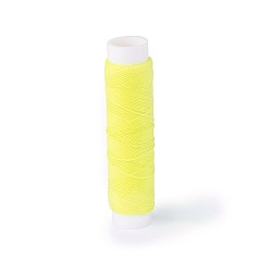 Jaune Cordon torsadé rond en polyester ciré, cordon micro macramé, pour les projets en cuir, reliure, jaune, 0.65mm, environ 21.87 yards (20m)/rouleau