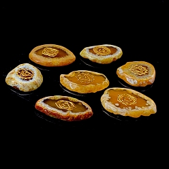 Or Pierre de pépites d'agate naturelle chakra, pierre de palme de poche pour équilibrer le reiki, décorations d'affichage à la maison, or, 30~50x5mm, 7 pièces / kit