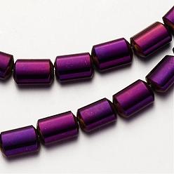 Purple Plated Electroplate Non-magnetic Synthetic Hematite Bead Strands, Rectangle, Purple Plated, 6x4x3mm, Hole: 1mm, about 67pcs/strand, 15.7 inch