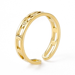 Chapado en Oro Real de 14K Chapado en iones (ip) 304 anillo de brazalete de circonita cúbica de acero inoxidable para mujer, anillos abiertos rectangulares de banda ancha, real 14 k chapado en oro, 3.5 mm, diámetro interior: tamaño de EE. UU. 7 1/4 (17.5 mm)