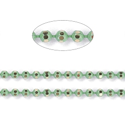 Light Green Spray Painted Brass Faceted Ball Chains, Soldered, with Spool, Round, Light Green, 1.5mm