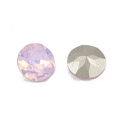 Light Rose K9 Glass Rhinestone Cabochons, Pointed Back & Back Plated, Faceted, Flat Round, Light Rose, 10x5.5mm