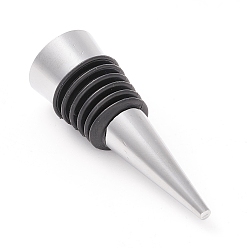 Platinum Alloy Wine Bottle Stoppers, with Silicone Covered, Spike/Cone, Platinum, 62x20.5mm
