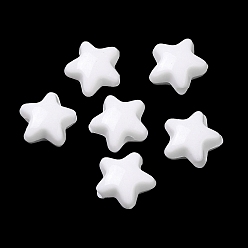 Blanc Perles acryliques opaques, étoiles, blanc, 11x11.5x7mm, Trou: 2mm, environ1245 pcs / 500 g