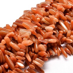 Red Aventurine Natural Red Aventurine Chip Beads Strands, 8~30x5~12mm, Hole: 1mm, about 15.3 inch~15.7 inch