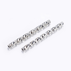 Platinum Brass Tube Beads, Tube, Faceted, Platinum, 19.5x1.5mm, Hole: 0.5mm