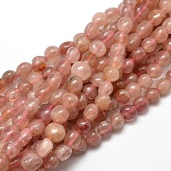 Quartz Fraise Pépites de quartz naturel de fraises brins de perles, pierre tombée, 5~10x6~7x3~7mm, Trou: 1mm, environ 14.9 pouces ~ 15.7 pouces