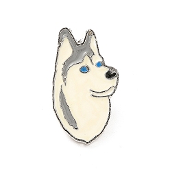 Perro Pasador de perro esmaltado con embragues de mariposa de latón, insignia de aleación para ropa de mochila, patrón de husky siberiano, 25.5x14x10 mm, pin: 1.1 mm