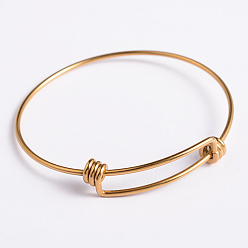 Golden Adjustable Stainless Steel Expandable Bangle Making, Golden, 55~57x63~65mm