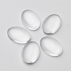 Clear Transparent Glass Cabochons, Oval, Clear, 10x8x3.5~4.5mm