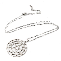 Stainless Steel Color 201 Stainless Steel Constellations with Star Pendant Necklace with Cable Chains, Stainless Steel Color, 17.80 inch(45.2cm)