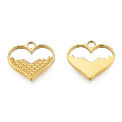 Real 18K Gold Plated 304 Stainless Steel Pendant Rhinestone Settings, Heart, Real 18K Gold Plated, Fit For 0.9mm Rhinestone, 20x15.5x2mm, Hole: 2mm