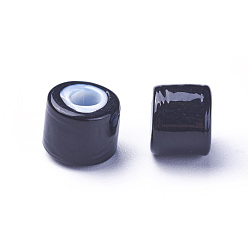 Черный Бусины лэмпворк , колонка, чёрные, 7.5~8x6~6.5 мм, отверстие : 3 мм