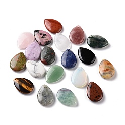 Pierre Mélangete Pendentifs en pierres précieuses mixtes naturels et synthétiques, charmes de larme, 35~35.5x25x6.5~9mm, Trou: 1.4~1.5mm