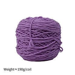 Púrpura Media Hilo de algodón con leche de 190g y 8capas para alfombras con mechones, hilo amigurumi, hilo de ganchillo, para suéter sombrero calcetines mantas de bebé, púrpura medio, 5 mm