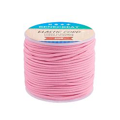 Pink Cordon élastique, extérieur en polyester et âme en latex, rose, 2mm, environ 54.68 yards (50m)/rouleau, 1 rouleau / boîte