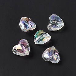 Clear AB Transparent Acrylic Beads, AB Color, Faceted Heart, Clear AB, 16.5x18.5x11mm, Hole: 2.8mm