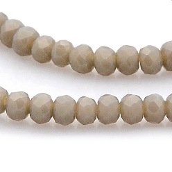 Tan Imitation Jade Glass Faceted Rondelle Beads Strands, Tan, 3x2mm, Hole: 1mm, about 198pcs/strand, 15.7 inch