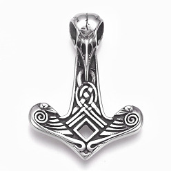 Antique Silver 304 Stainless Steel Pendants, Anchor, Antique Silver, 48x35x10mm, Hole: 7mm
