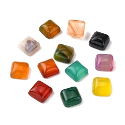 Natural Agate Natural Agate Cabochons, Square, Mixed Color, 8x8x4mm