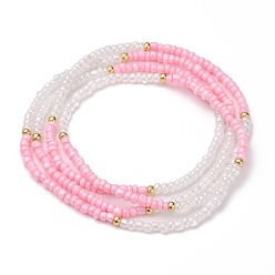 Pink Summer Jewelry Waist Bead, Body Chain, Glass Seed Beaded Belly Chain, Bikini Jewelry for Woman Girl, Pink, 32-1/4 inch(82cm)