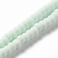 Azur Perles de porcelaine givrées faites à la main, plat rond, azur, 4x3mm, Trou: 0.8mm, Environ 134 pcs/chapelet, 15.55 pouce (39.5 cm)