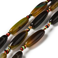Coffee Natural Agate Beads Strands, Dyed & Heated, Rice, Coffee, 29.5~34x9.5~13.5mm, Hole: 2.5mm, about 10pcs/strand, 16''(41cm)