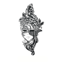 Plume Autocollants en papier de tatouages temporaires amovibles d'Halloween, noir, plume, 21x11.4 cm