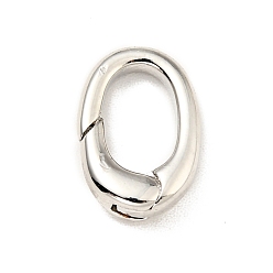Platinum Brass Spring Gate Rings, Oval, Cadmium Free & Lead Free, Long-Lasting Plated, Platinum, 12x8x3mm, Hole: 5x8mm