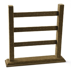 Сэнди Коричневый 3-деревянные подставки для сережек, покрытые бархатом, Подставка для украшений в форме лестницы для хранения сережек, песчаный коричневый, 29.4x6.85x28.1 см