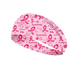 Pink Ruban de sensibilisation rose au cancer du sein d'octobre, bandeaux en polyester imprimés, Accessoires pour cheveux larges élastiques pour filles et femmes, rose, 100x230mm