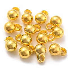 Golden Alloy Pendants, Round Charm, Golden, 12x8mm, Hole: 3mm