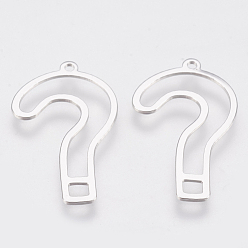 Real Platinum Plated Brass Pendants, Question Mark, Nickel Free, Real Platinum Plated, 26x15x1mm, Hole: 1mm