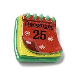Rectangle Christmas Theme Opaque Resin Cabochons, for Jewelry Making, Calendar, Rectangle, 22x22x19mm