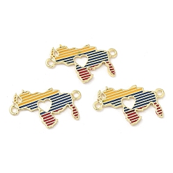 FireBrick Rack Plating Brass Enamel Connector Charms, Map Links, Long-Lasting Plated, Lead Free & Cadmium Free, Real 18K Gold Plated, FireBrick, 17x28x2mm, Hole: 1.6mm